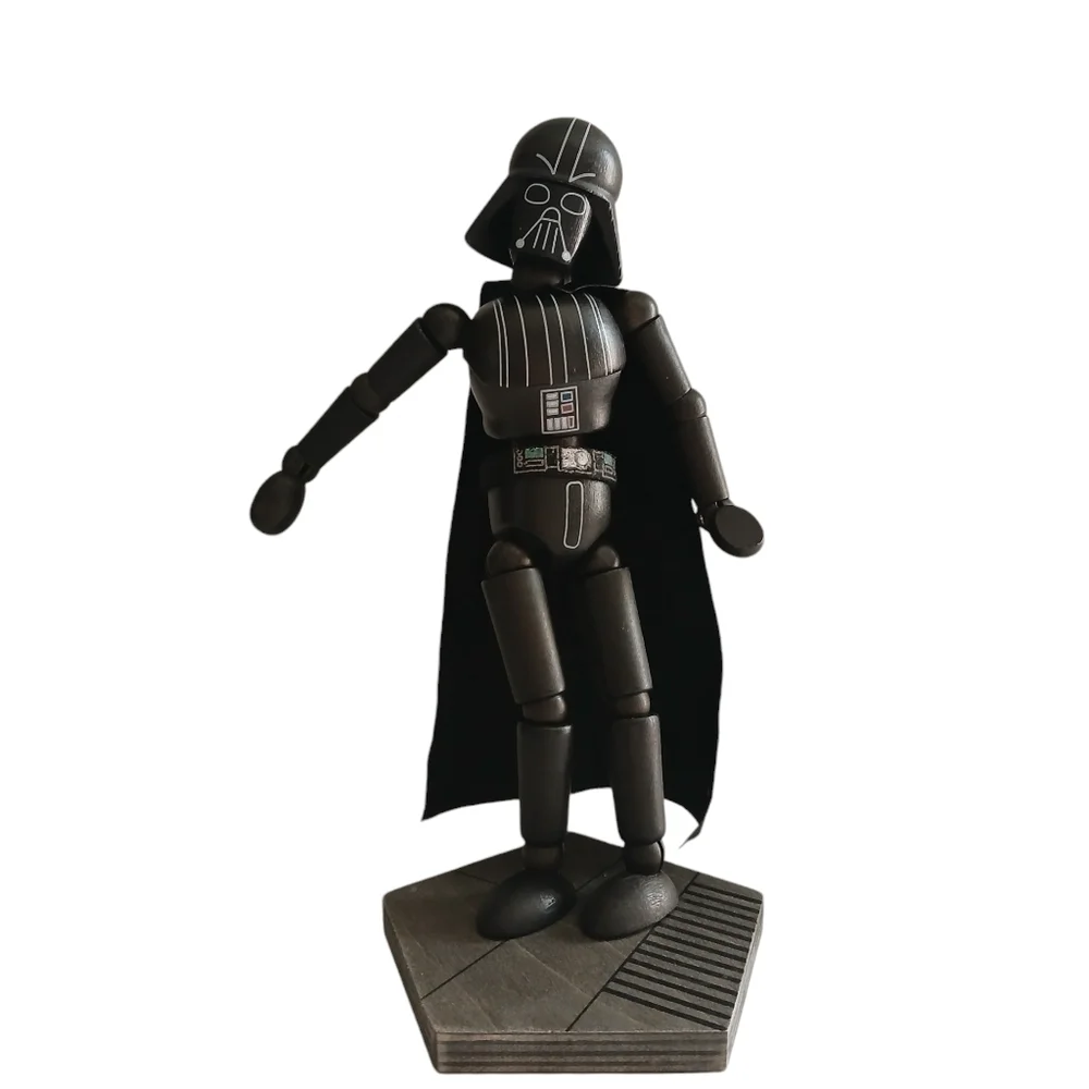 HTF Disney Galaxy's Edge Star Wars Wooden Darth Vader Bendable Toy Figurine